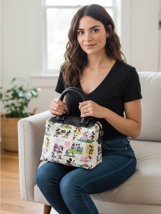 Disney Handbags - Disney Parks Mickey and Minnie Comic Print Satchel Handbag - NWOT